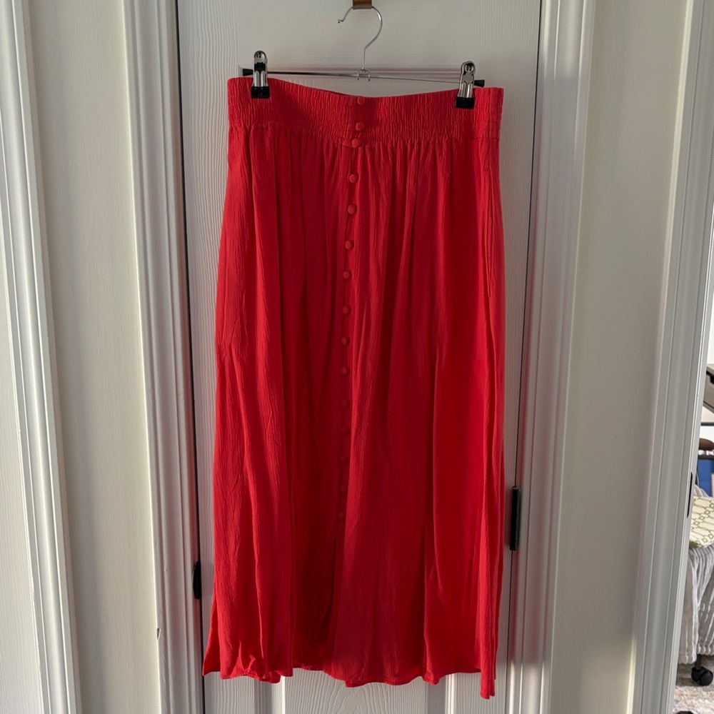MADEWELL Red Button-Front Women's Skirt